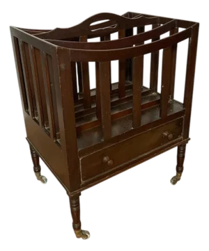 Antique Mahogany Canterbury Magazine Rack, 1900