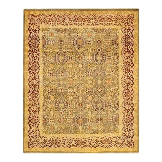 Mogul, One-of-a-Kind Hand-Knotted Area Rug in Green, 8' 3" x 9' 10" For Sale