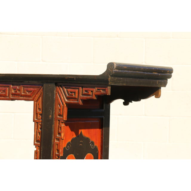 Chinese 19th Century Antique Chinese Carved Altar Console Table With Everted Ends For Sale - Image 3 of 18