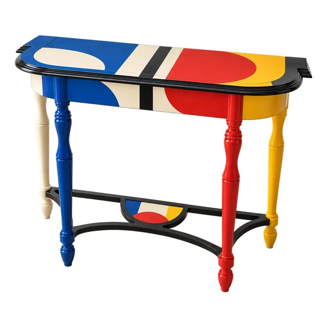 1960s One-of-a-Kind Hand-Painted Bauhaus-Inspired Console Table For Sale