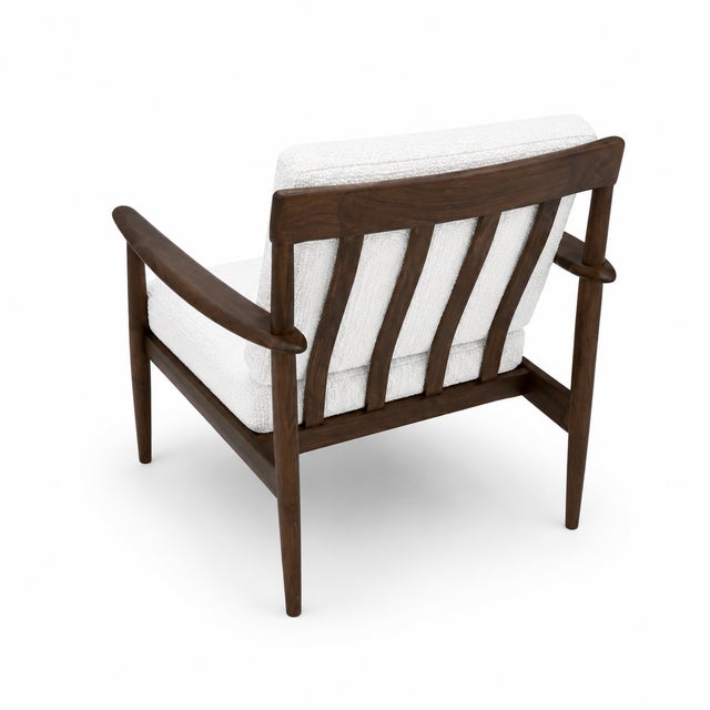 Mid-Century Modern Mid Century Walnut Lounge Chairs Boucle Fabric- Pair For Sale - Image 3 of 6