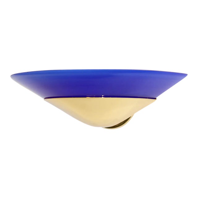 1990s "Mezzo Alo" Wall Lamp Murano Blue Glass For Sale