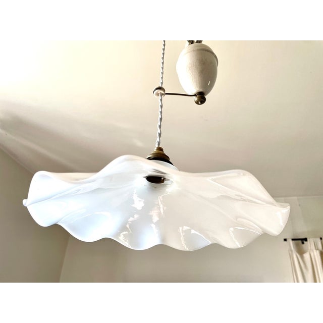 Opaline Corolla Pulley Suspension, 1890s For Sale - Image 13 of 15