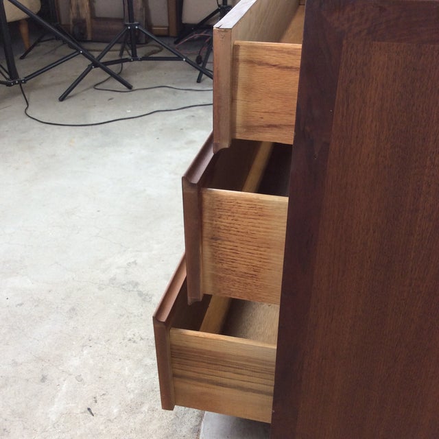 Mid Century Modern Six Drawer Walnut Lowboy Dresser For Sale - Image 16 of 17