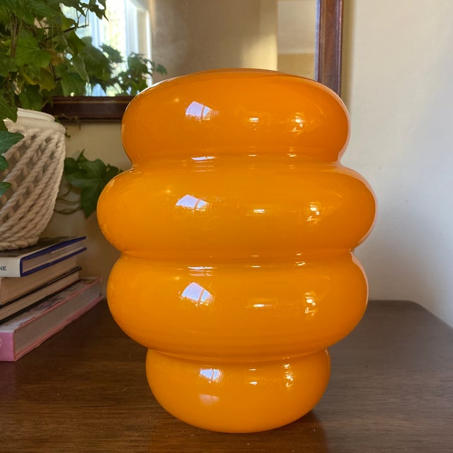 1970s Italian Orange Banded Opaque Glass Vase Chairish