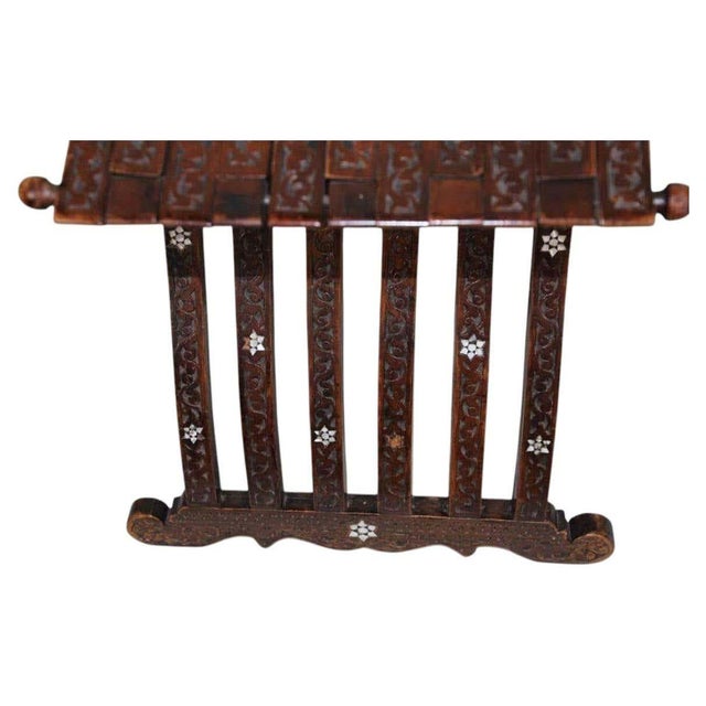 Antique Moorish Folding Chair with Mother-of-Pearl Inlay, Middle Eastern For Sale In Palm Springs - Image 6 of 15