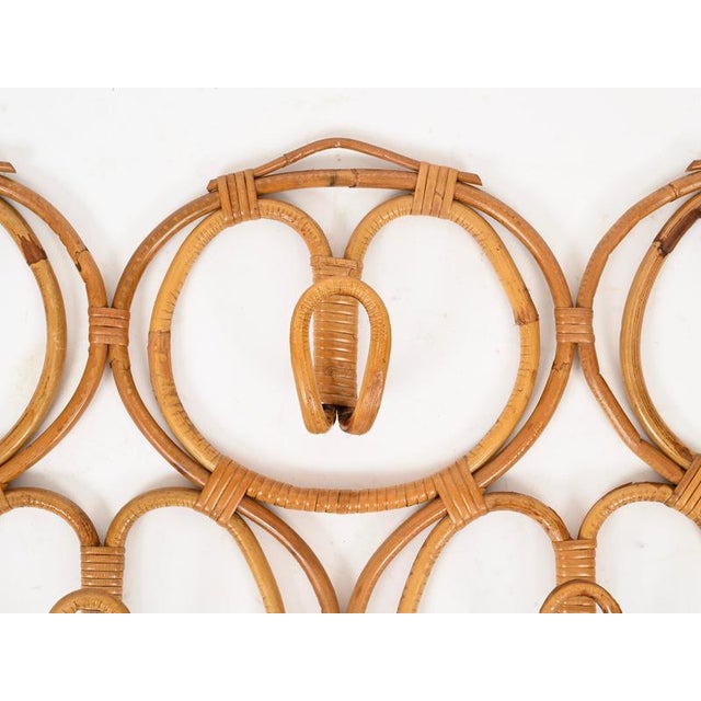 Wood Large 5-Hook Coat Rack in Rattan and Wicker attributed to Franco Albini, Italy, 1960s For Sale - Image 7 of 12