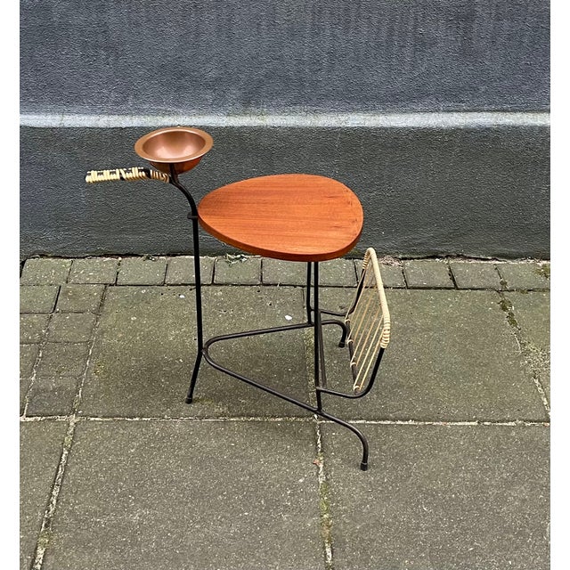 Danish Smokers Side Table and Magazine Rack in Teak and String Iron, 1950s For Sale - Image 4 of 10