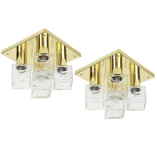 Large Austrian Murano Ice Glass Flush Mount from Kalmar, 1960s For Sale - Image 11 of 11