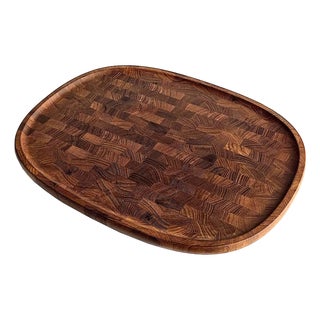 Vintage Extra Large Dansk Staved Teak Wood Charcuterie Board Designed by Jens H. Quistgaard For Sale