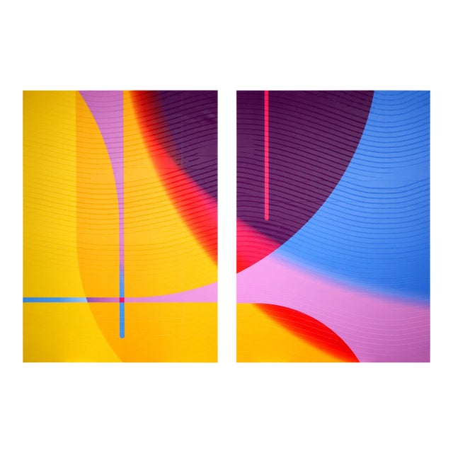 Contemporary Abstract Matte Gel Applied on Fine Art Digital Printed Canvas "Orpiment Fuchsia Électrique # Antiseptique" by Jerome Tham Vo My For Sale