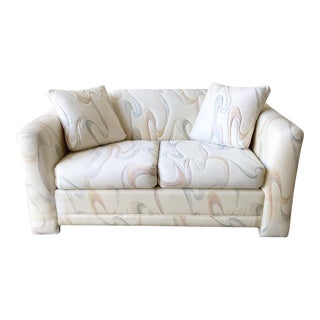 Postmodern Green, Blue, Orange and Pink Swirl Love Seat For Sale