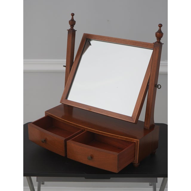 Traditional 1960s Biggs Inlaid Mahogany 2 Drawer Dresser Shaving Mirror For Sale - Image 3 of 16