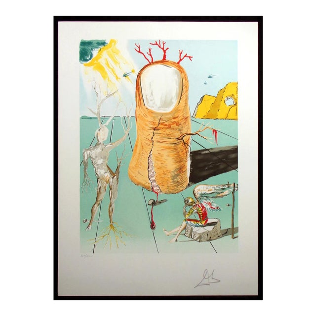 1980 "The Thumb" Surrealist Print Hand Signed by Salvador Dali For Sale