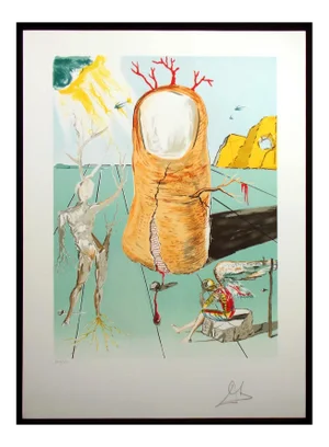 1980 "The Thumb" Surrealist Print Hand Signed by Salvador Dali