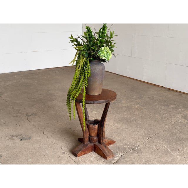 Sculptural Folk Art Side Table in Wood For Sale - Image 6 of 11
