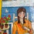 1960’s Original Folk Art Paris School Style Female Portrait / Seascape Painting Fancy French Frame For Sale - Image 4 of 6