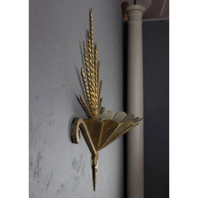 Large Spanish Gilt Metal Wall Light For Sale - Image 4 of 7
