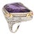 Circa 1920s Vintage Art Deco Amethyst Ring Pearl Filigree 18k White Gold Oval Size 8 For Sale