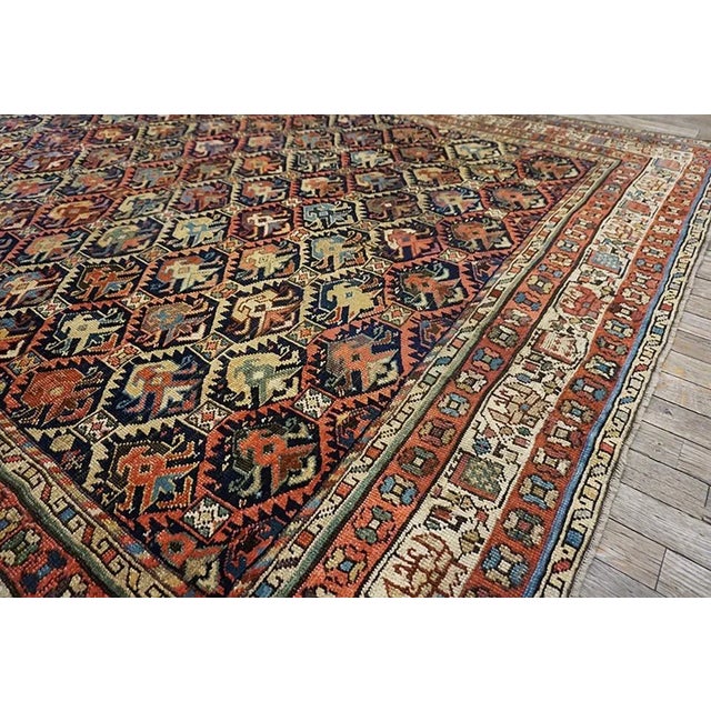 1900s Rustic Blue Navy Tribal Geometric Antique Caucasian Karabagh Wool Rug For Sale In New York - Image 6 of 7