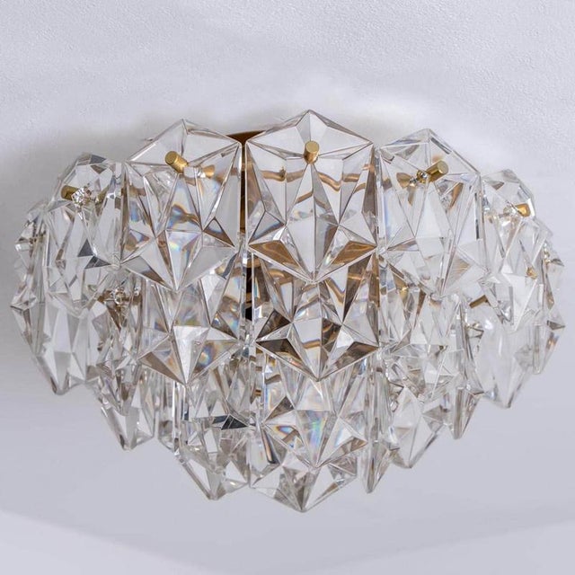 Round Crystal Glass and Brass Flush Mount from Kinkeldey, Germany, 1970s For Sale - Image 11 of 12