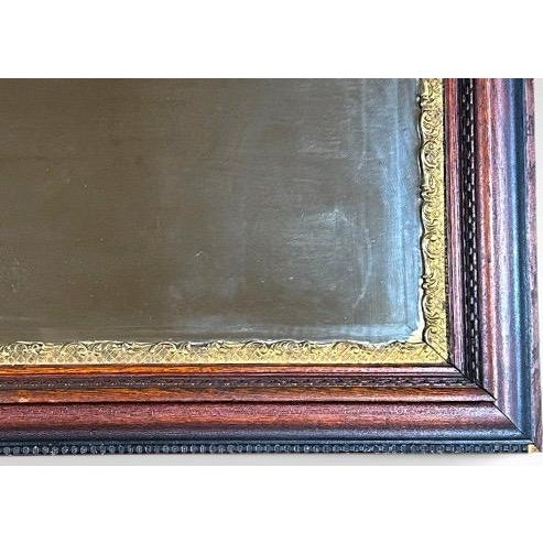 Wood Antique Nineteenth Century Victorian Walnut Overmantel Mirror Gold Gilt Gesso Border For Sale - Image 7 of 10