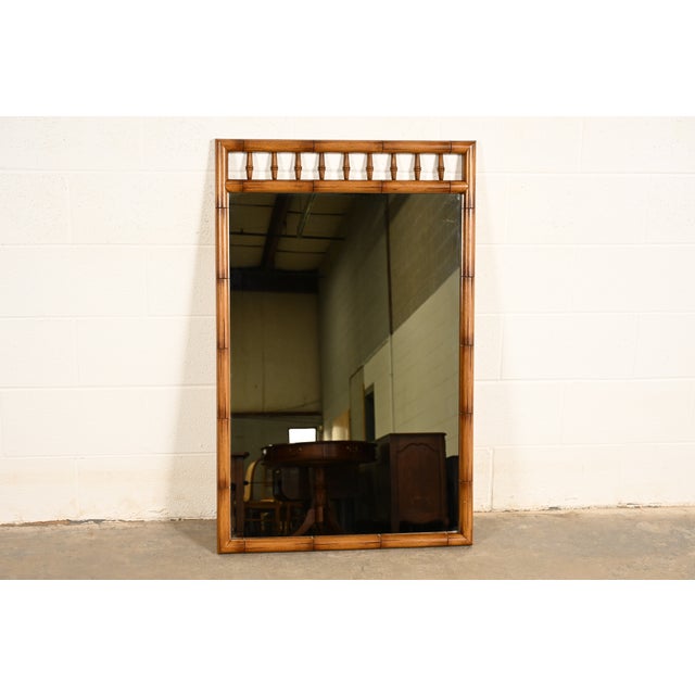 Thomasville Hollywood Regency Faux Bamboo Framed Wall Mirror, Circa 1960s For Sale - Image 11 of 11