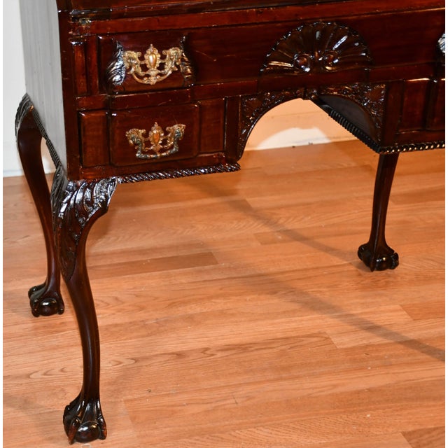 R. J. Horner & Co. 1880s Antique Rj Horner Solid Mahogany Slant Front Secretary Ladies Desk For Sale - Image 4 of 13