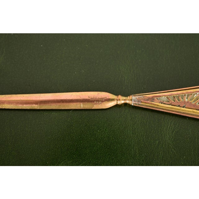 Bronze Tiffany Studios New York Pine Needle Pattern Bronze Doré and Slag Glass Letter Opener For Sale - Image 8 of 11