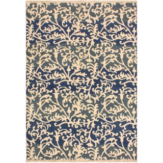 1990s Modern Gray/Ivory Wool & Viscouse Rug - 5'1 X 7'4 For Sale