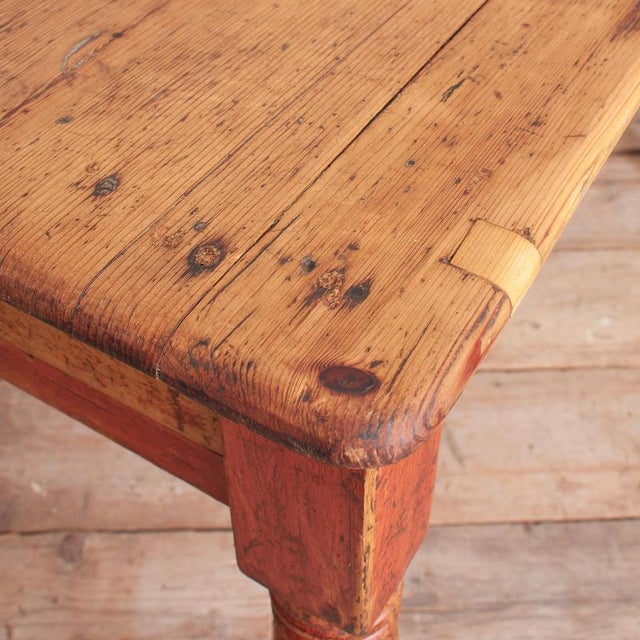 Wood Antique Victorian Pine Farmhouse Kitchen Table For Sale - Image 7 of 13