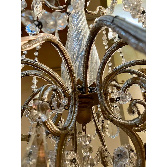 Italian Cut Crystal and Glass Beads Cage Chandelier, 1800s For Sale - Image 11 of 12
