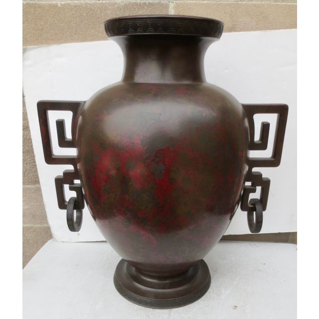 Massive Japanese Meiji Bronze Vase by Sencho Ku Circa 1900 For Sale - Image 9 of 14
