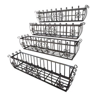 Late 20th Century Set of Four Wrought Iron Window Boxes For Sale