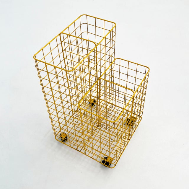 Postmodern Yellow Wire Storage on Wheels, 1980s For Sale - Image 3 of 9