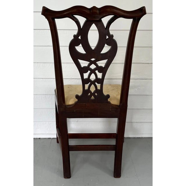 18th Century Antique 18th Century American Chippendale Carved Ribbon Back Mahogany Side Chair For Sale - Image 5 of 13