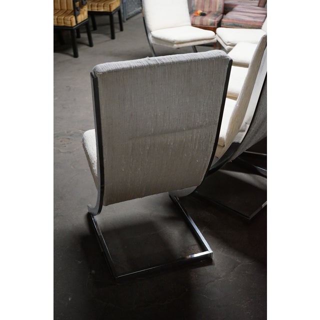 1970s Set of 6 "Z" Upholstered Dining Chairs With Chrome Frames by Milo Baughman for Dia For Sale - Image 9 of 12