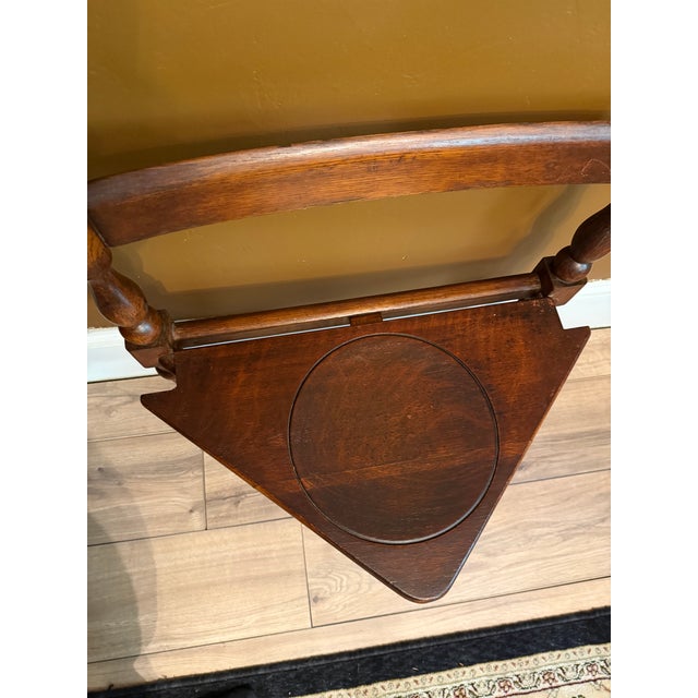 1900 - 1909 Antique Patented Sliding Seat Mahogany Triangular Corner Chair With Turned Legs and Brass Castor For Sale - Image 5 of 15