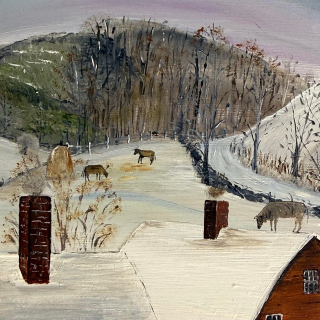 Farmhouse Will Moses “Stratton View” Original Oil Painting, Signed, 1979 For Sale - Image 3 of 11