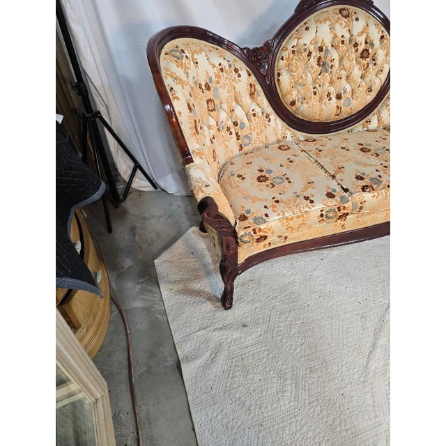 Kimball Vintage Kimball Victorian Style Carved Wood Triple Back Settee Sofa For Sale - Image 4 of 9