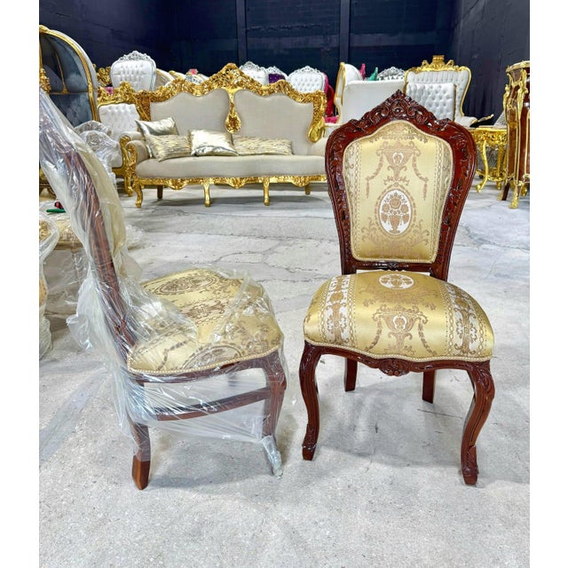 2020s Rococo Copper Accent Chair With Gold Leaf Details - Set of 2 Chairs For Sale - Image 5 of 6