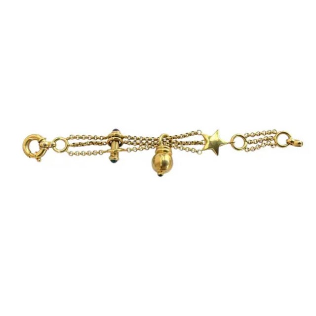 Modern 14k Gold Charm Bracelet Vintage For Sale - Image 3 of 10
