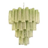 Monumental Murano Glass Chandelier, 80 Green Alabaster Tubes, 4-Tier Italian Luxury Lighting For Sale
