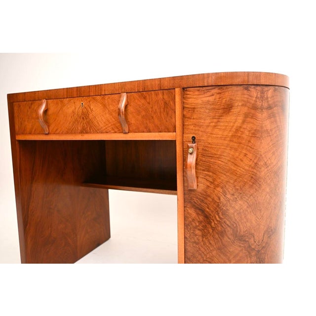 Art Deco Figured Walnut Desk, 1930s For Sale - Image 10 of 11