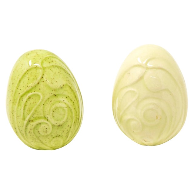 Mid 20th Century Glazed Ceramic Eggs- Set of 2 For Sale - Image 13 of 13