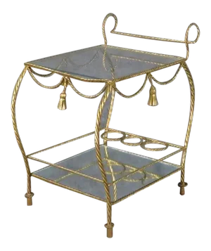 Vintage Italian Rope and Tassel Bar Cart