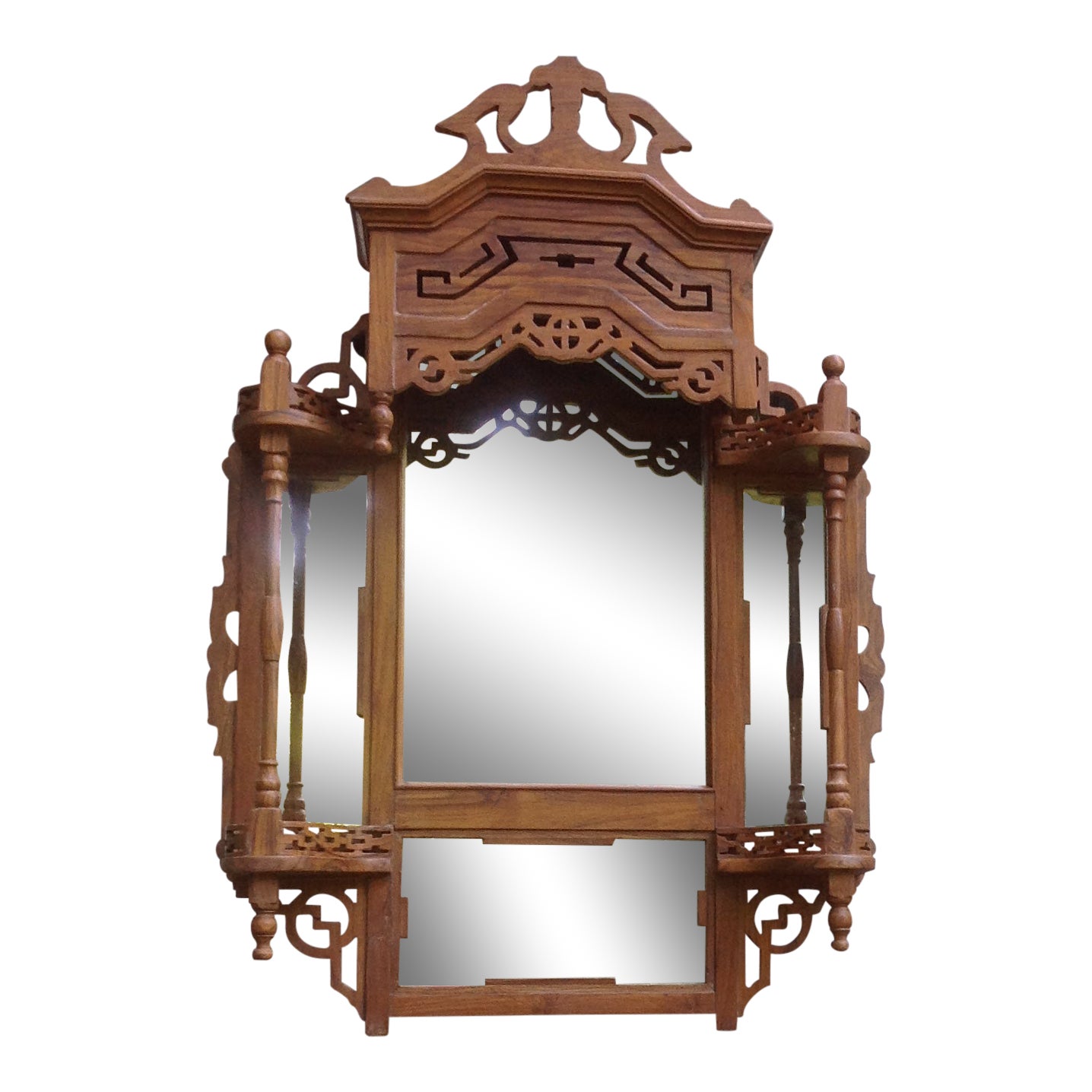 Vintage British Colonial HandCarved Teak Wood Mirror Chairish