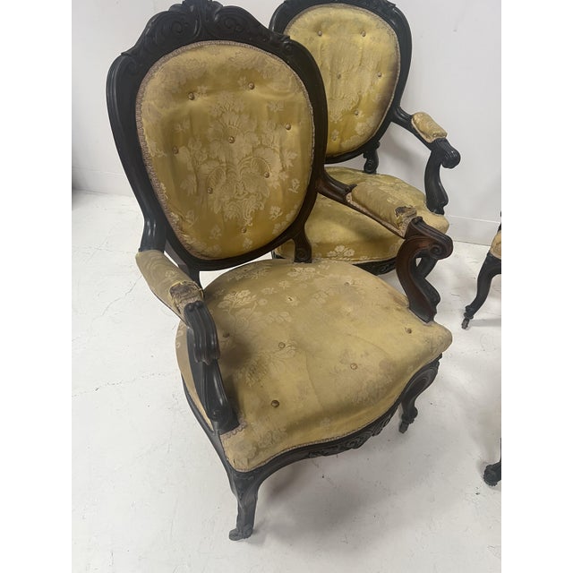20th Century Napoleon III Louis XV Armchairs in Pearwood, Set of 4 For Sale - Image 3 of 14