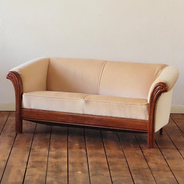 Art Deco Two-Seater Sofa with Curved Armrests, 1930 For Sale - Image 15 of 15