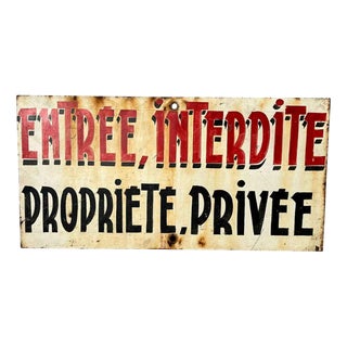 Metal Warning Sign, 1940s For Sale